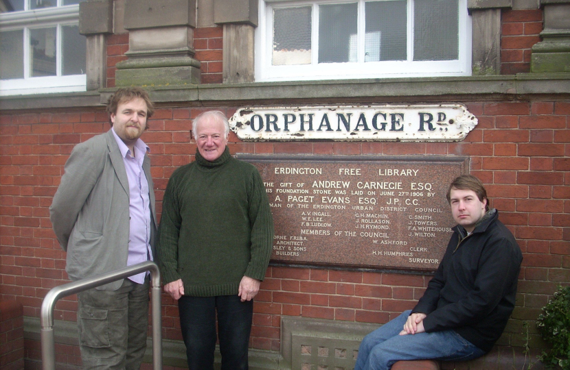 Robert, Bob and Gareth outside Erdington Library