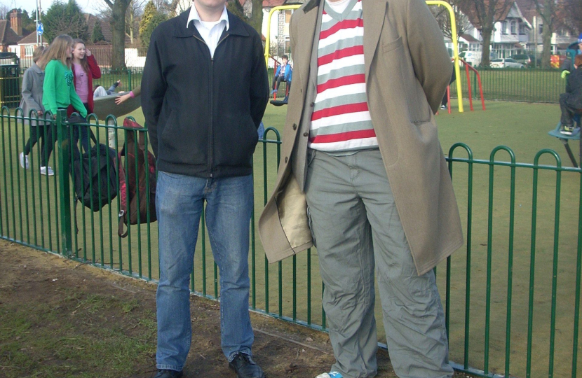 Gareth and Robert by the improved play area