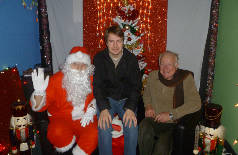 Father Christmas, Cllr Gareth Moore and Cllr Bob Beauchamp at the Malcolm Locker