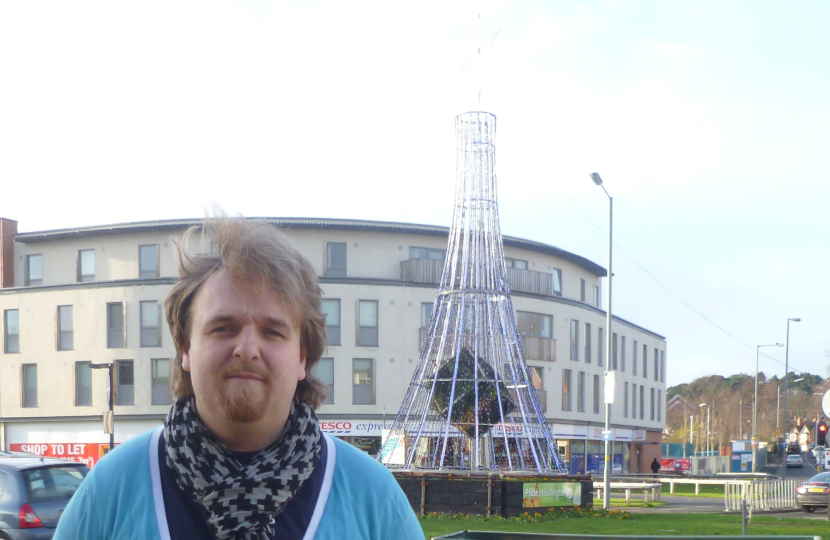 Cllr Robert Alden by six ways roundabout, Erdington