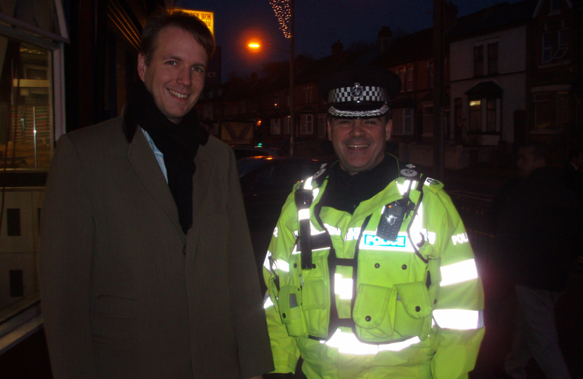 Matt with Deputy Chief Constable Dave Thompson discussing the crackdown on crime