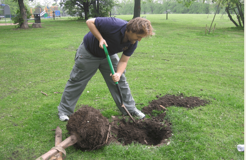 Robert digging a hole for the tree