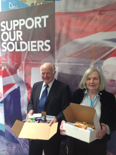Cllr Bob Beauchamp and Maragret with a box ready to be sealed