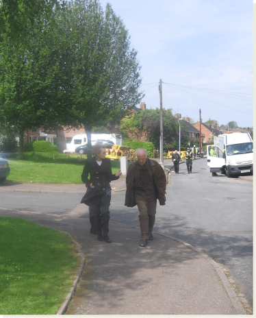 Bob talking to a housing officer
